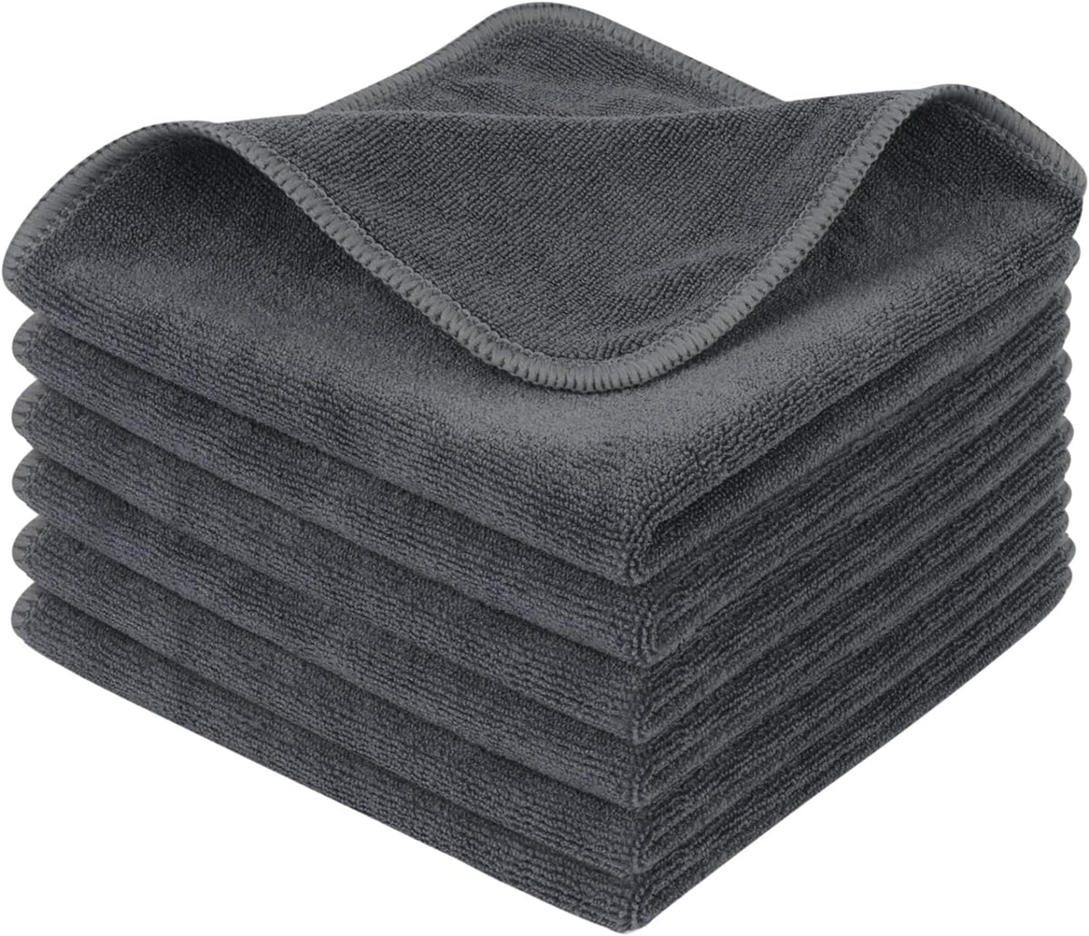 Microfiber Cleaning Cloth, 12X12 Inch, Slate Grey, 6 Pack