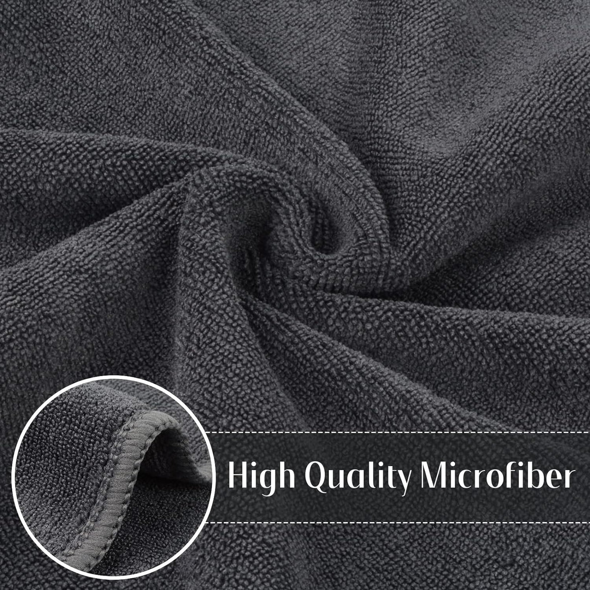 Microfiber Cleaning Cloth, 12X12 Inch, Slate Grey, 6 Pack
