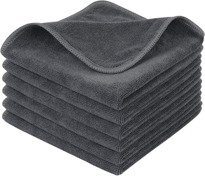Microfiber Cleaning Cloth, 12X12 Inch, Slate Grey, 6 Pack