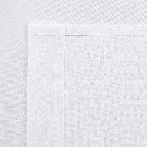 Sheer Faux-Linen Curtains — Set of 2, White, 52" x 84"