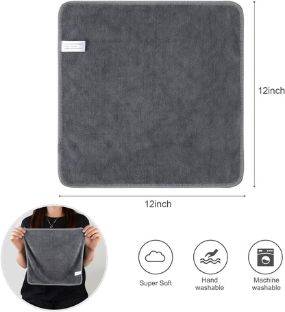 Microfiber Cleaning Cloth, 12X12 Inch, Slate Grey, 6 Pack