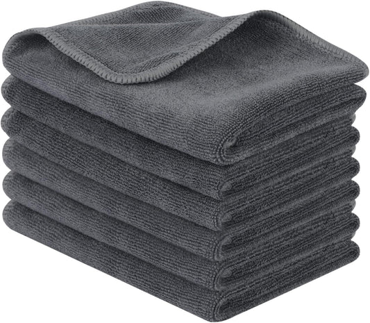 Microfiber Cleaning Cloth, 12X12 Inch, Slate Grey, 6 Pack